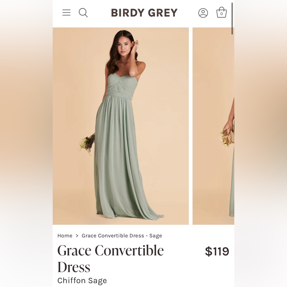 Birdie Grey Sage Grace Convertible Slit Chiffon Green Dress